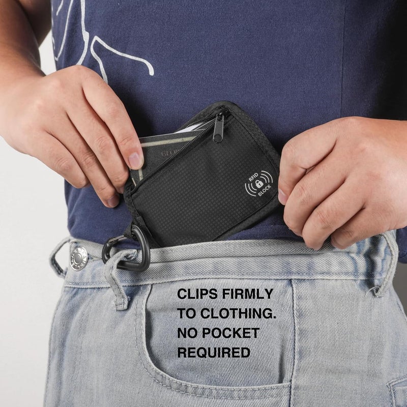KOSMCCO RFID Blocking Clip Stash Pouch, Minimalist Hidden Travel Wallet for Cards & Cash - Slim Pickpocket-Proof Design for Everyday Carry, Black - Image 3